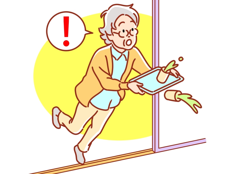 ご老人が屋内で転倒する事例